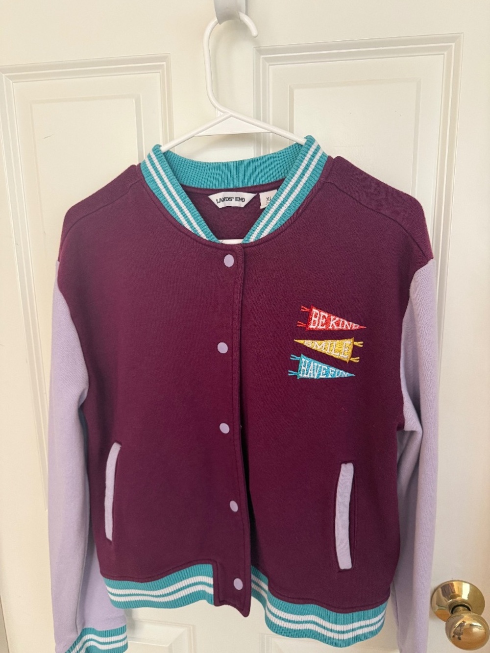 lands  end childs jacket size xl block colors lnds end